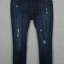 CAbi  Slim Boyfriend Jeans Medium Wash Distressed Whiskered Blue Size 8 Photo 0