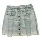 Molly green  Denim Blue Jean Button Up Mini Skirt Light Wash with Pockets S Photo 0