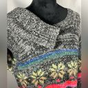 American Eagle  Outfitters Women Knit Jegging Sweater Gray Snowflakes Sz L EUC Photo 4