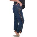 Bill Blass Vintage  Flower Embroidered High Rise Blue Jeans Size 8 Petite Photo 7