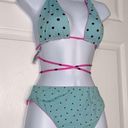 PINK - Victoria's Secret Victoria’s Secret Pink Reversible Bikini Set Polka Dot Hot Pink Tiffany Blue Photo 8