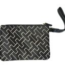 Tommy Hilfiger Womens Geometric Print Wristlet Wallet Clutch Bag Black Tan EUC Photo 2