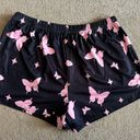 Black Pajama Shorts Pink Butterflies Size Large Photo 0