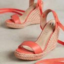 Anthropologie NWOT VANESSA WU Espadrille Wedge Coral Gold Gray Raffia Yarn Size 40/ US 10 Photo 0