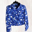 Rafaella Blue White Black Floral Jean Jacket Wm S Photo 1