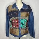 New Direction  Vintage Cotton Patchwork Quilted Denim Boho Jacket Size M Photo 0