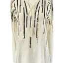 Free The Roses New  Sequin Striped Tassel Tie Peasant Top Ivory Black Gold Photo 0