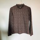 Color Thread Grey fuzzy plaid mock neck long sleeve top Photo 0