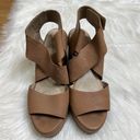 Eileen Fisher  Whimsy Wedge Sandals Womens 9.5 Tan Leather Strappy Platform Photo 2