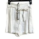 BCBGMAXAZRIA NWT  Linen cotton Pleated Paper bag Shorts White Women's Size XS Photo 1