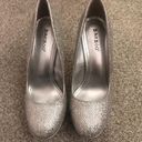 Bamboo Silver Platform Heels With Glitter Detail Photo 1