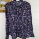 Rebecca Minkoff  Ditzy Geometric Print Silk Button Down Blouse Top Blue Small Photo 0