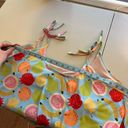 Kortni Jeane Bright Fruit Print Built in Bra Flowly Bow Tie Strap Cropped Top Swim 2XL Photo 8