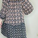 Angie NWT  Women’s Mini Geometric Printed Boho Hippie Puff Sleeve Dress Photo 2