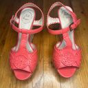 Jack Rogers  Medallion T-Strap Wedge in Coral size 10 Photo 1