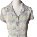 St. John  Abstract Print Pastel Color Silk Button Down Top Sz 10 Photo 0