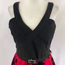 Crystal Doll New  Floral Velvet Belted Fit & Flare Mini Party Dress Red Black Juniors Size 11 Photo 5