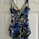 Maxine of Hollywood  One Piece Abstract Print Blue Black White Swimsuit Size 14‎ Photo 1