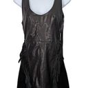 Nasty Gal  Black Leather Suede Sleeveless Mini Dress Long Fringe Mesh Back Small Photo 0