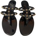 Nicole Miller  Brooney Studded Jelly Sandals Flats Black/Gold Size 8/39 Photo 2