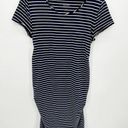 Isabel Maternity  Navy Blue White Striped T-Shirt Midi Dress Women's Size Large L Photo 0