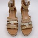 Frye  Leather/Cork Wedge Sandals Color Tan/ Brown SZ 6. NWOT Photo 1