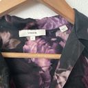  S Vince Silk Floral Long Sleeve Spread Collar Black and Purple Blouse Photo 6