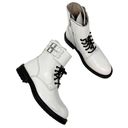 ALLSAINTS  Brigade White Leather Combat Buckle Lace Up Ankle Strap Boot EU 36 Photo 0