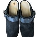 Veronica Beard Black Dacey Suede Heeled Clogs Size 7 Leather Boho Mules Photo 8