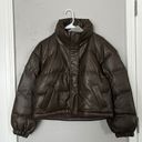 Oak + Fort  WOMEN’S VEGAN LEATHER PUFFER COAT IN TURKISH COFFEE SIZE XS Photo 2