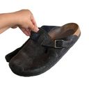 Birkenstock ✨  Black Boston Soft Footbed Suede Slip On Loafers Photo 5