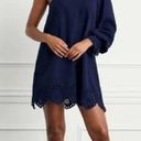 Hill House  The Amika Dress one shoulder linen eyelet navy blue size L NWT Photo 5