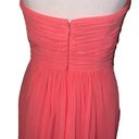 Bill Levkoff  Dress Formal Bridesmaid Mini Strapless Pleated Coral Pink, Size 8 Photo 5