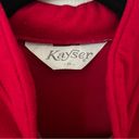 Vanity Fair Vintage Kayser - Womens Red Velour - Zip Front Robe - Long Sleeves - Size Medium Photo 4