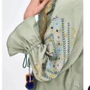 ZARA  Embroidered Pom Pom Boho  Army Green Jacket Photo 1