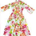 Natori Women’s Classic Colorful Floral Printed Tie Robe Size Medium Photo 1