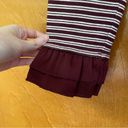 Talbots  Striped Metallic Ruffle Cuff Burgundy Long Sleeve Shirt Size Medium Photo 1