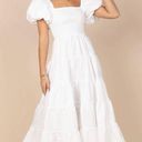 Petal and Pup  ANNETTE PUFF SLEEVE SHIRRED MIDI DRESS - WHITE Photo 9