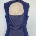 Cache  Dress  Womens Sleeveless Blue Textured Sheath Open Back Date Night Sz 12 Photo 4