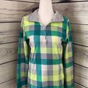 Old Navy Grey & Green Plaid Quarter Zip Fleece Pullover Photo 3