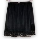 Vintage 70’s Black Mini Slip Skirt Large Embroidered Bow Lace Pinup Rockabilly Photo 2