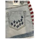 Indigo Rein  Mid Rise Blue Jean Frayed American Flag Hem Shorts Size 3/27 Photo 6