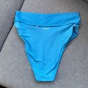 Aerie  Crossover High Cut Cheeky Bikini Bottom Size Large Blue Photo 4