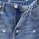 No Bo  Juniors SZ 7 Cuffed Crop Jeans High-Rise Floral Print Stretch Pockets Blue Photo 4