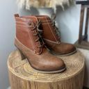 Johnston & Murphy  Leather Heeled Ankle Boots Size 6.5 Tan Lace Up Booties Photo 1