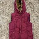 American Eagle  AEO magenta pink zip quilted puffer vest faux fur lined hood med Photo 1