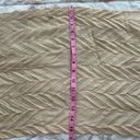 Beige pleated textured acrylic semi sheer scarf with fringe trim, size 69»x15” Photo 2