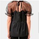 Tuckernuck  Pomander Place Women's Black Tinsley Top Blouse Sheer Puff Sleeve XS Photo 1