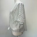 Hem & Thread NEW  Summer Days Crop Top White & Teal Striped Knot Front Crop Top L Photo 1