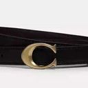 Coach NWOT  Gold Tone Signature Buckle Belt 18mm Black Leather Women’s Size Small Photo 0